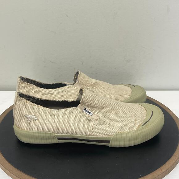 Rocket Dog Shoes Slip-On Men 9.5 Hemp Canvas Eco Sneakers Beige Distressed Vegan - Picture 1 of 11